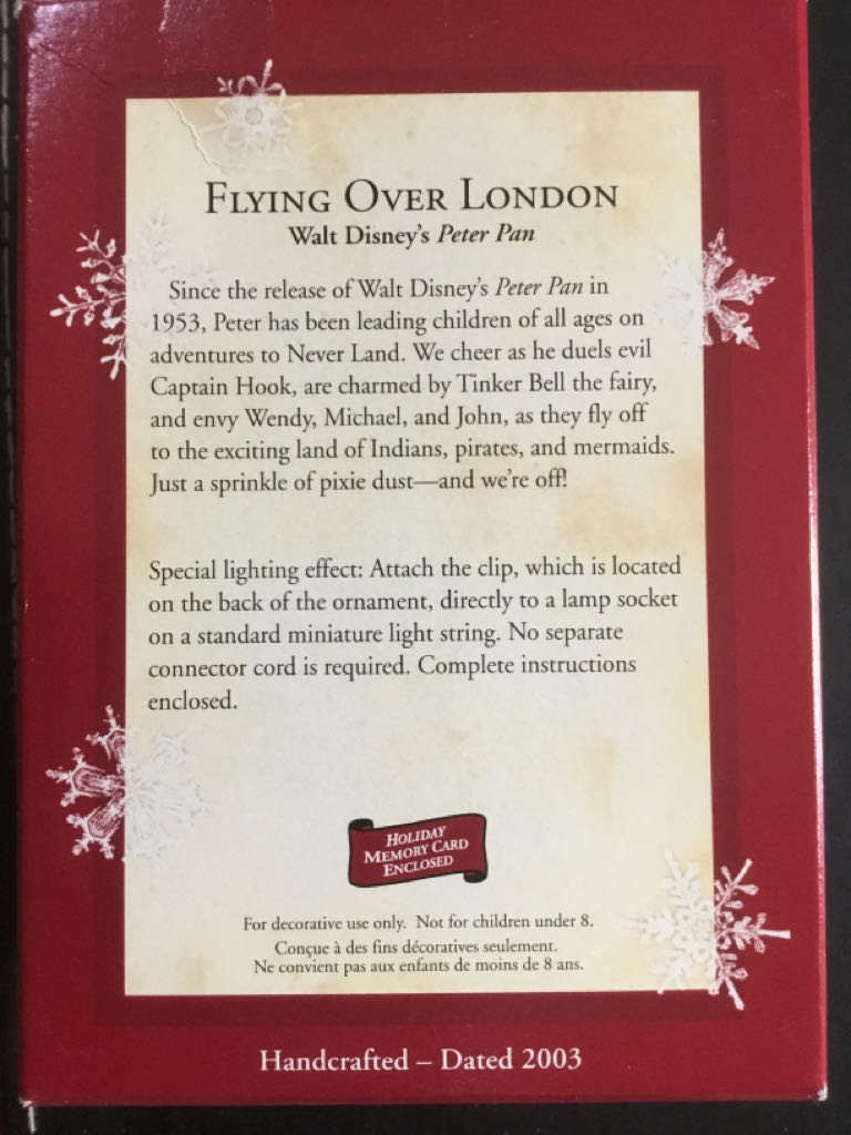 Flying Over London - Peter Pan (Disney) ornament collectible [Barcode 015012771015] - Main Image 2