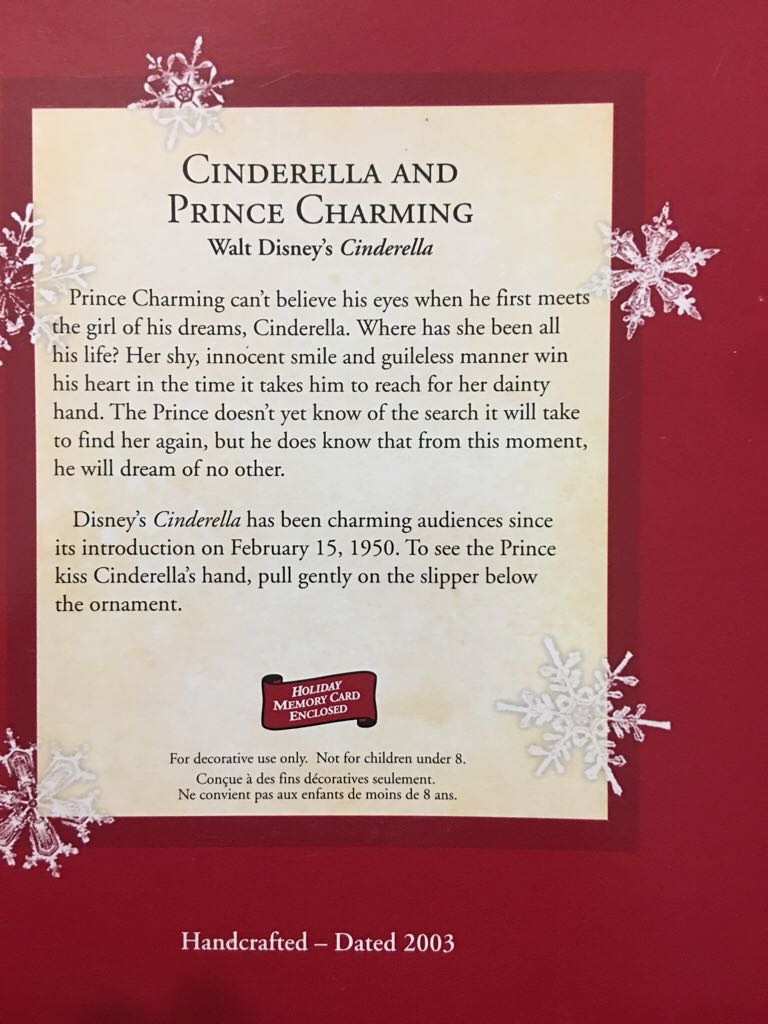 Cinderella and Prince Charming - Disney (Disney) ornament collectible [Barcode 015012771022] - Main Image 2