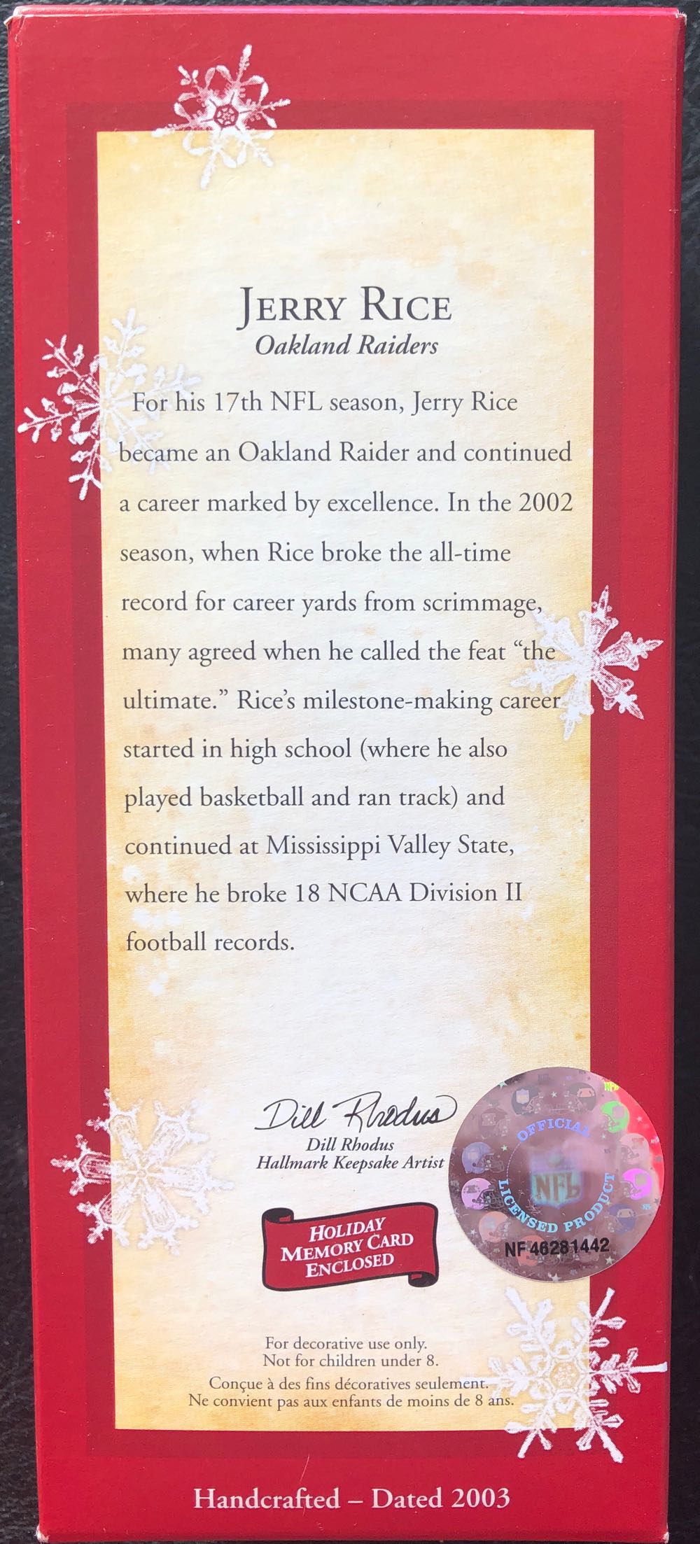 #9a Jerry Rice - Football Legends (Football) ornament collectible [Barcode 015012771046] - Main Image 2