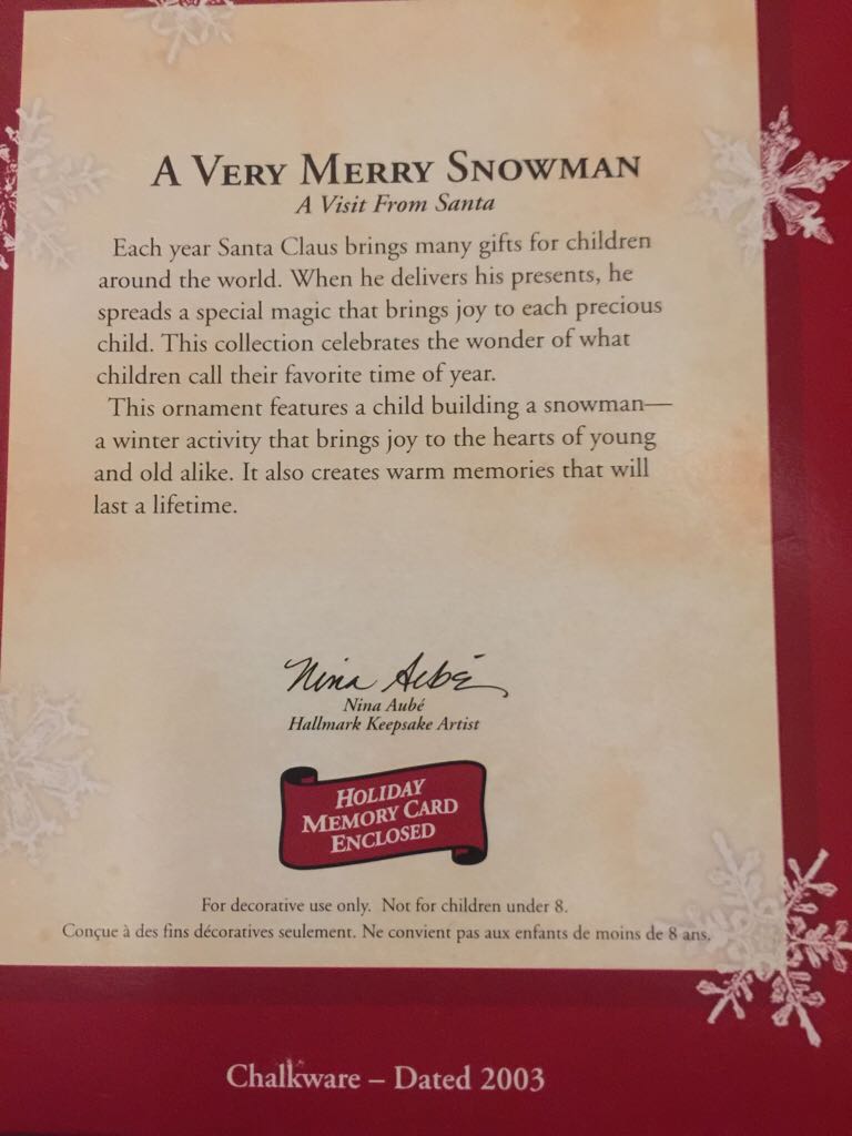 A Very Merry Snowman Visit From Santa - A Visit From Santa (Keepsake Ornament) ornament collectible [Barcode 015012774733] - Main Image 2