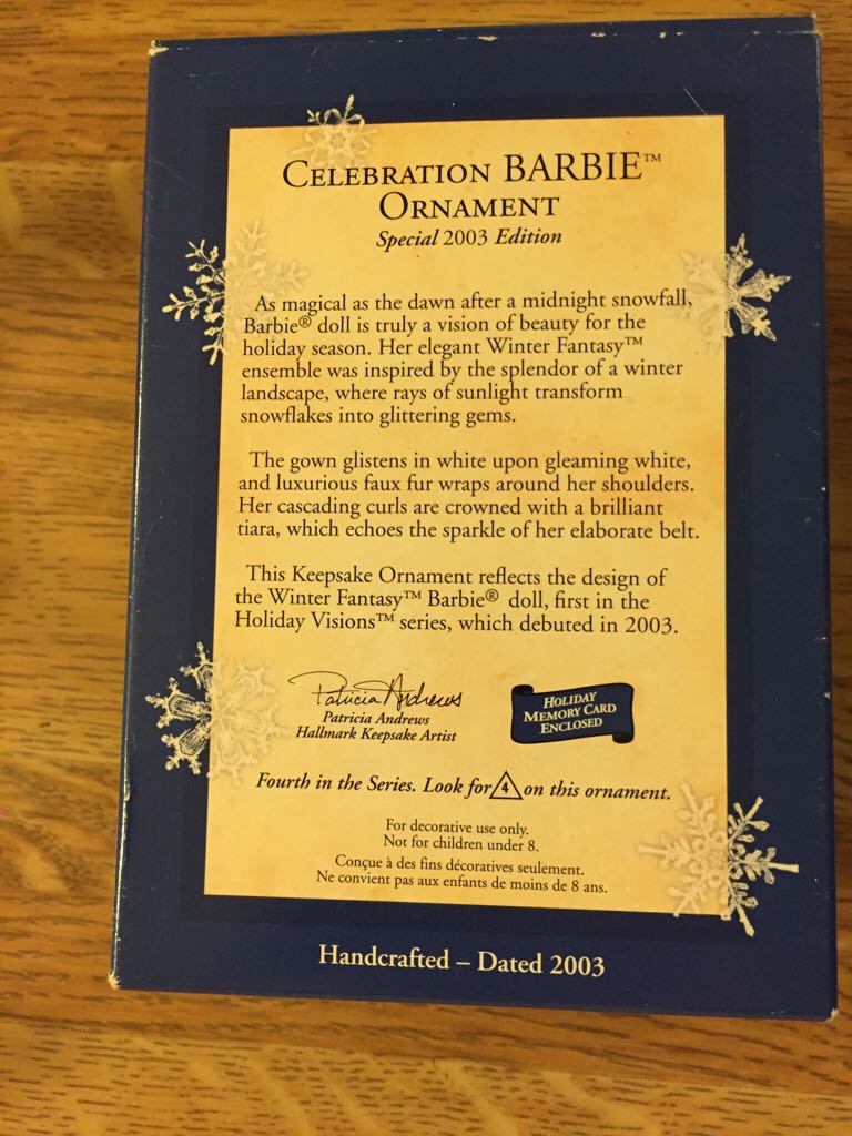 Celebration Barbie 2003 - Celebration Barbie (Holiday Barbie) ornament collectible [Barcode 015012776362] - Main Image 2