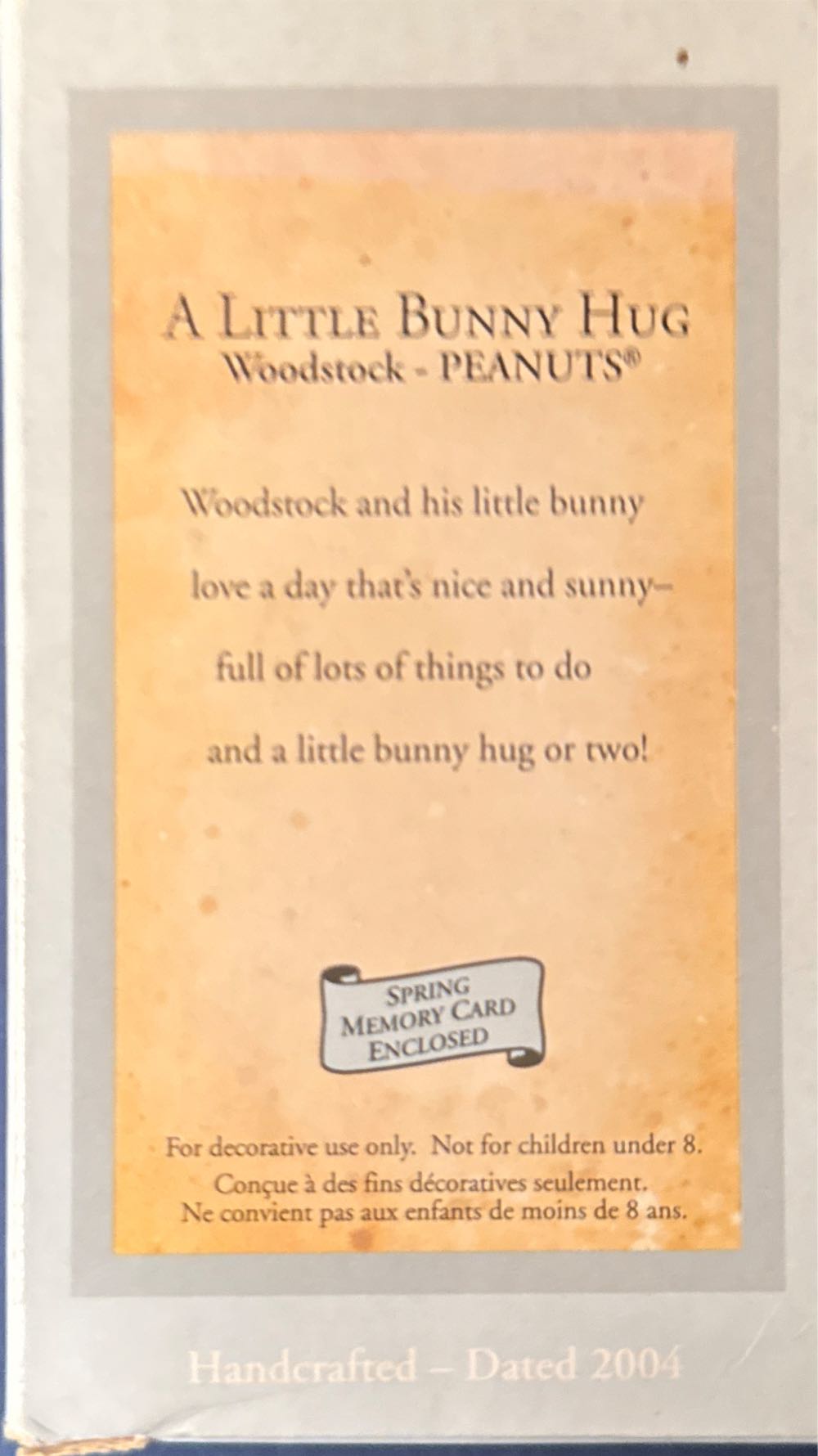 Peanuts- A Little Bunny Hug - Peanuts (Easter) ornament collectible [Barcode 015012778502] - Main Image 2