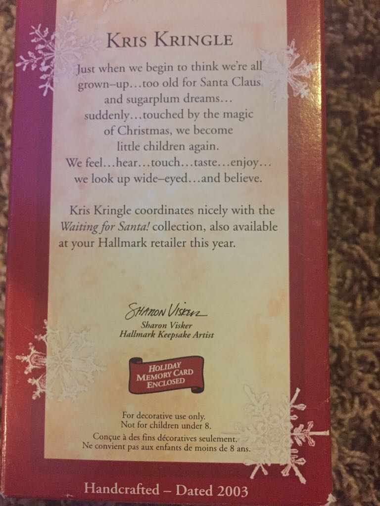 Kris Kringle - Santa (Santa) ornament collectible [Barcode 015012780529] - Main Image 2