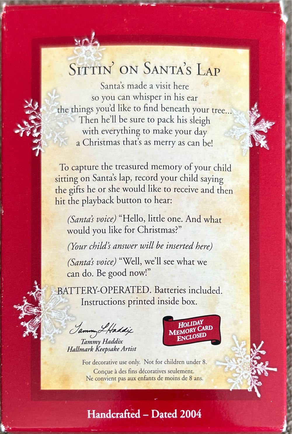 Sittin’ On Santa’s Lap  (Santa) ornament collectible [Barcode 015012782110] - Main Image 3