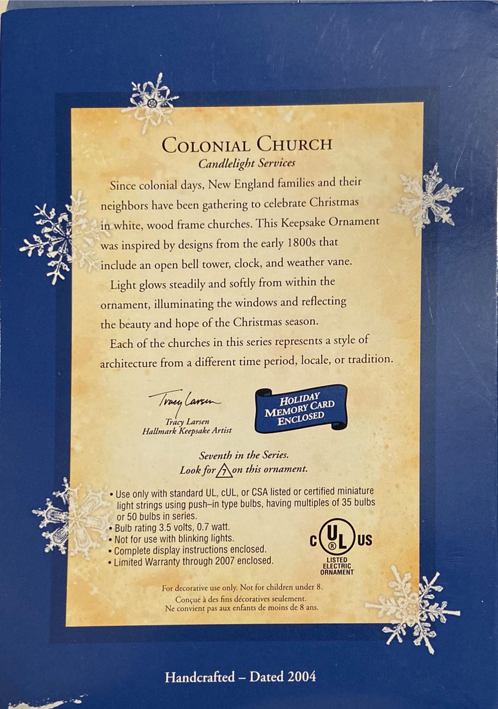 07 - Colonial Church - Candlelight Services (Church) ornament collectible [Barcode 015012783803] - Main Image 2