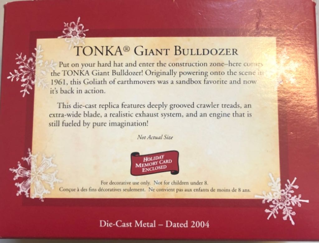 Giant Bulldozer - Tonka (Mighty Tonka) ornament collectible [Barcode 015012791013] - Main Image 2