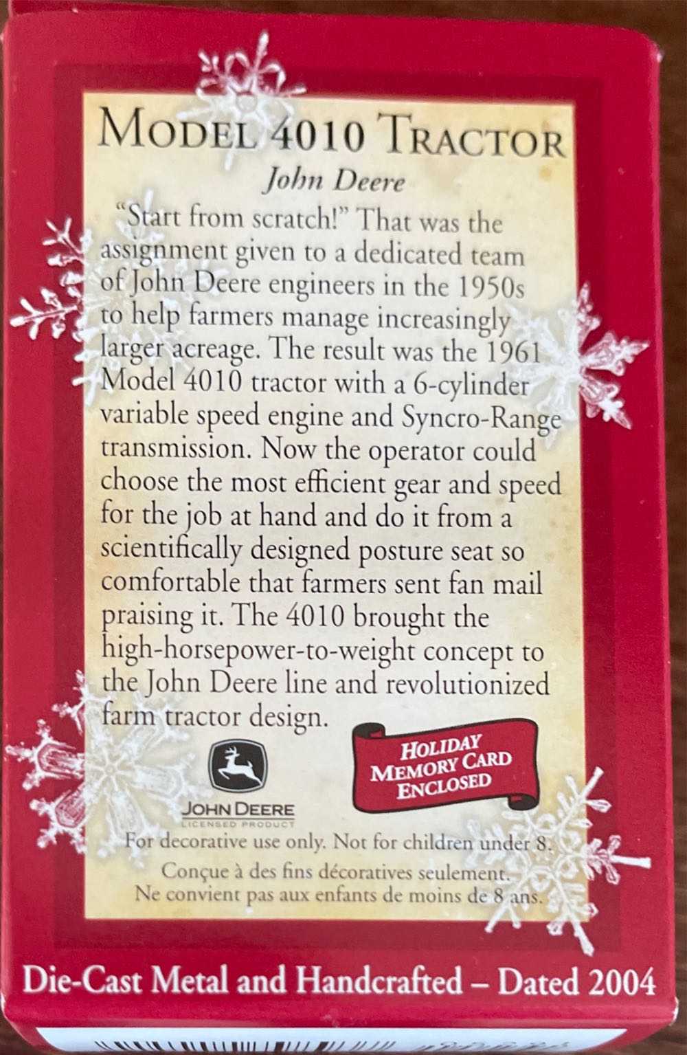 John Deere Model 4010 - John Deere (John Deere) ornament collectible [Barcode 015012798937] - Main Image 2