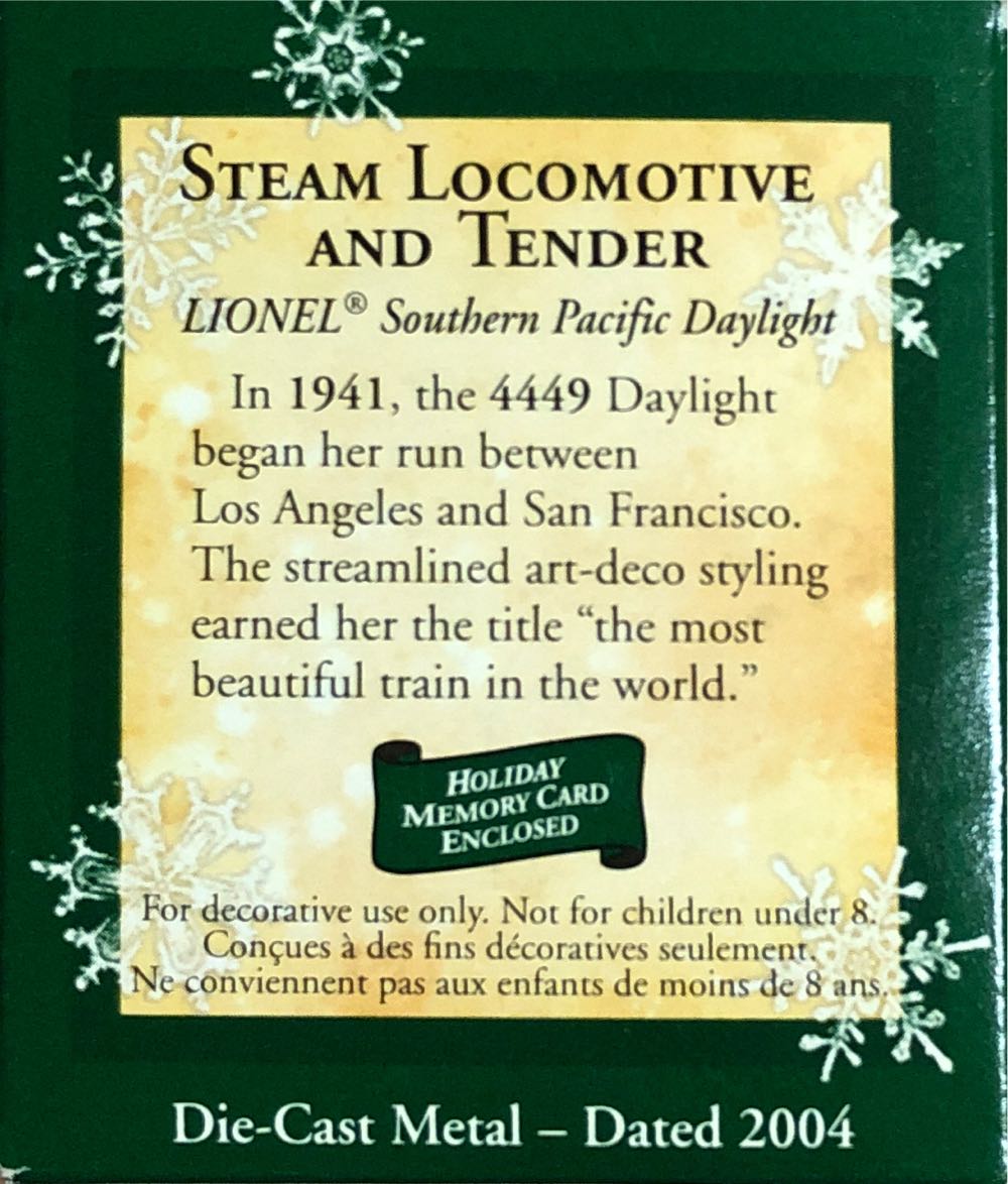 MLT‘04 Steam Locomotive & Tender - Miniature Lionel Trains (Miniature Train) ornament collectible [Barcode 015012804850] - Main Image 2