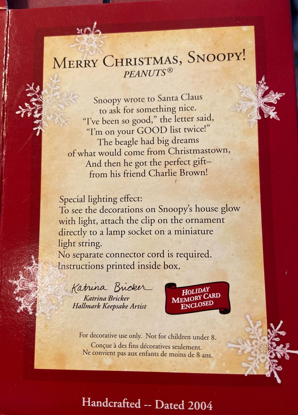 Merry Christmas Snoopy - Peanuts Gang (Peanuts) ornament collectible [Barcode 015012808599] - Main Image 2