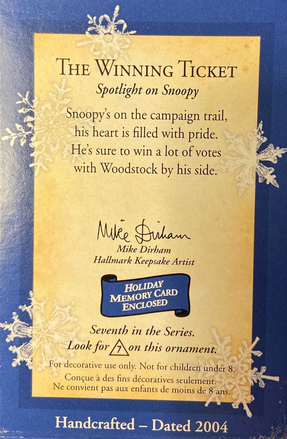 The Winning Ticket (Duplicate) - Spotlight On Snoopy (Snoopy) ornament collectible [Barcode 015012809343] - Main Image 2