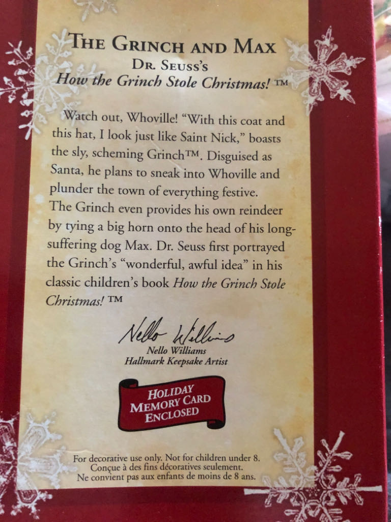 The Grinch And Max - Dr. Seuss’s How the Grinch Stole Christmas! (Dr. Seuss) ornament collectible [Barcode 015012815283] - Main Image 2