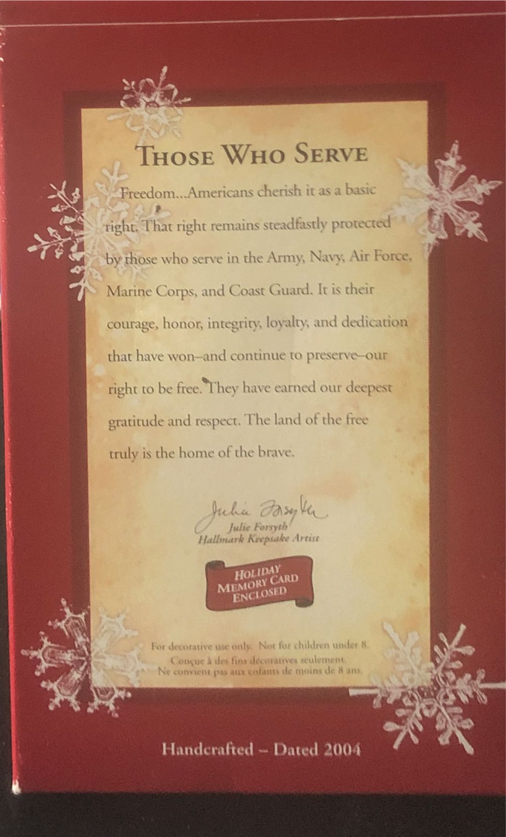 Those Who Serve - Patriotic (Military Service) ornament collectible [Barcode 015012815344] - Main Image 3