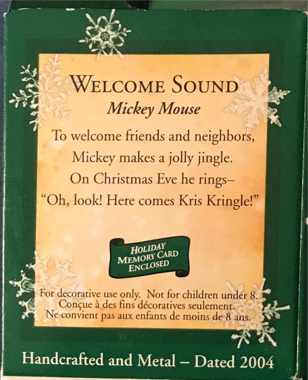 Disney Mickey Mouse Welcome Sound (Miniature) - Christmas Bells (Disney Mickey Mouse) ornament collectible [Barcode 015012815405] - Main Image 3