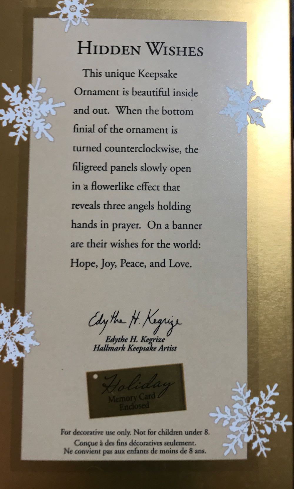 Hidden Wishes   (Angel) ornament collectible [Barcode 015012815788] - Main Image 2