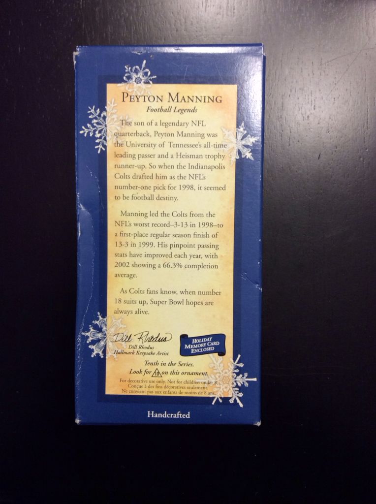 Peyton Manning - Football Legends (Football) ornament collectible [Barcode 015012816907] - Main Image 2