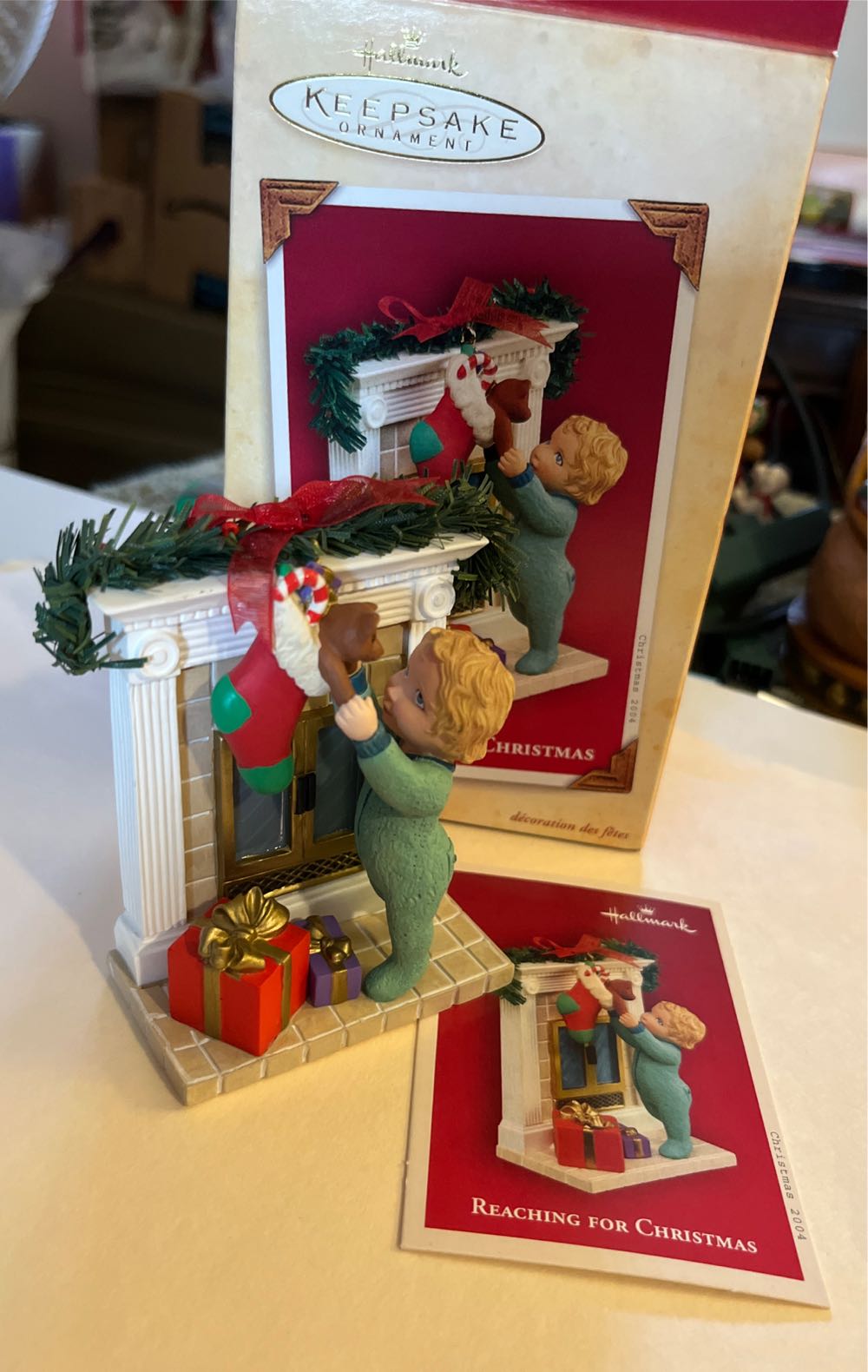 Reaching For Christmas - Santa’s Big Night (Boy, Fireplace) ornament collectible [Barcode 015012819960] - Main Image 3