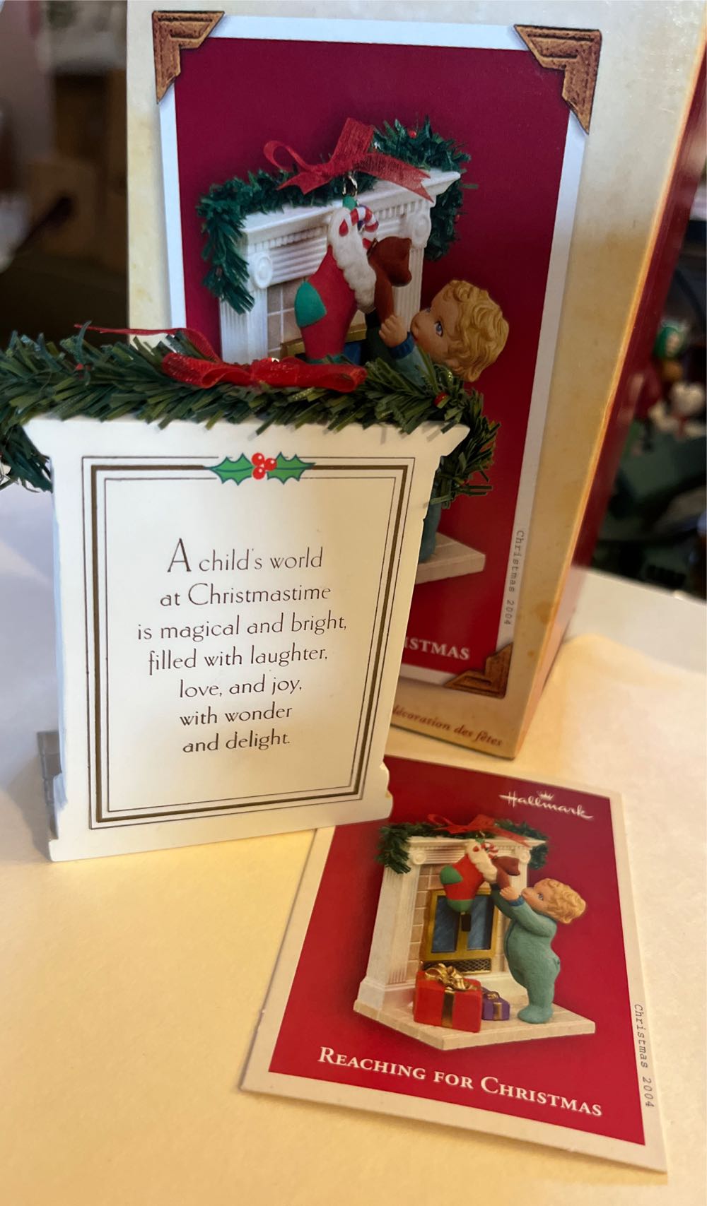 Reaching For Christmas - Santa’s Big Night (Boy, Fireplace) ornament collectible [Barcode 015012819960] - Main Image 4