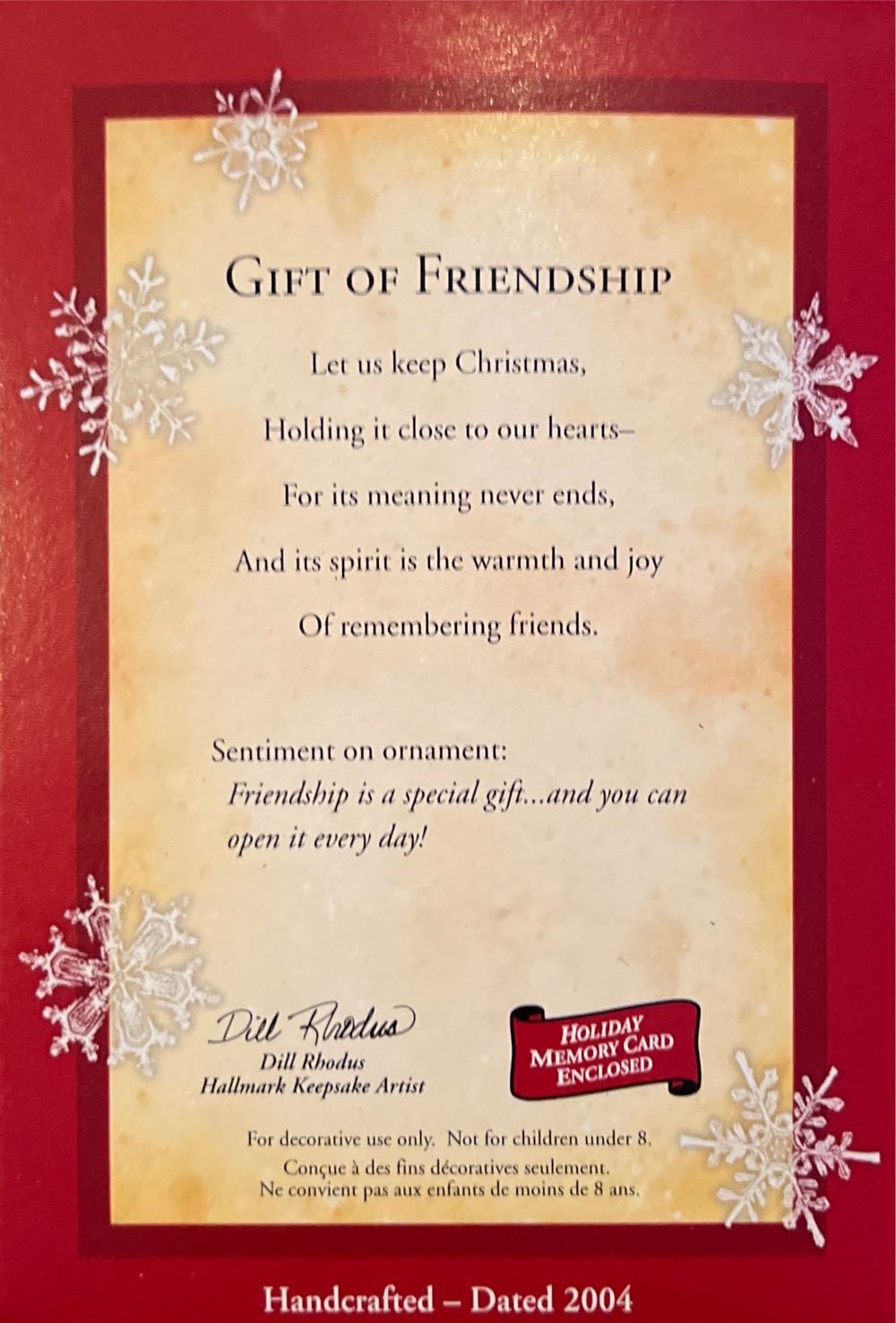 Gift Of Friendship  (Gift- Friendship) ornament collectible [Barcode 015012822991] - Main Image 3
