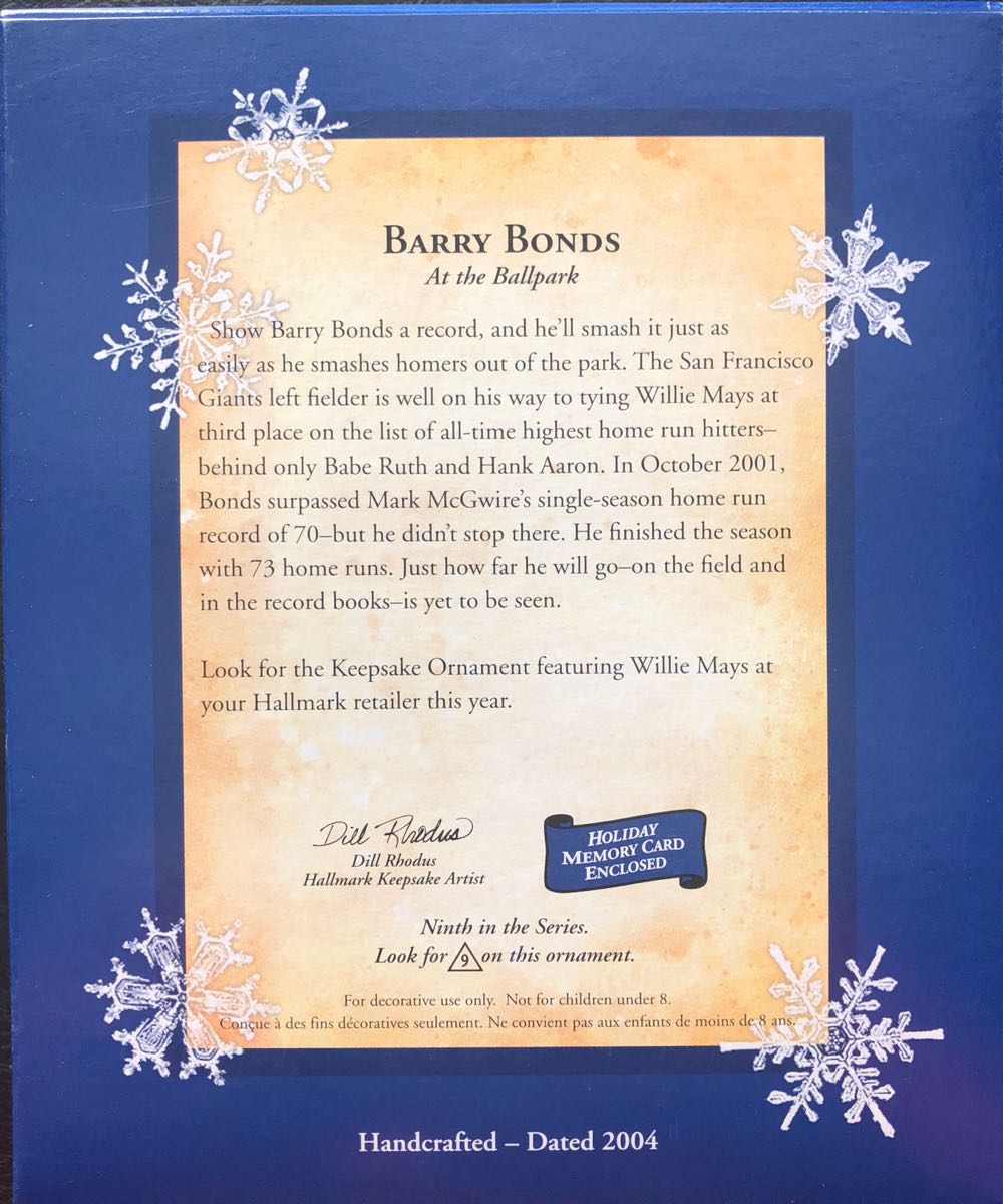 Barry Bonds - At the Ballpark (Baseball) ornament collectible [Barcode 015012824933] - Main Image 3