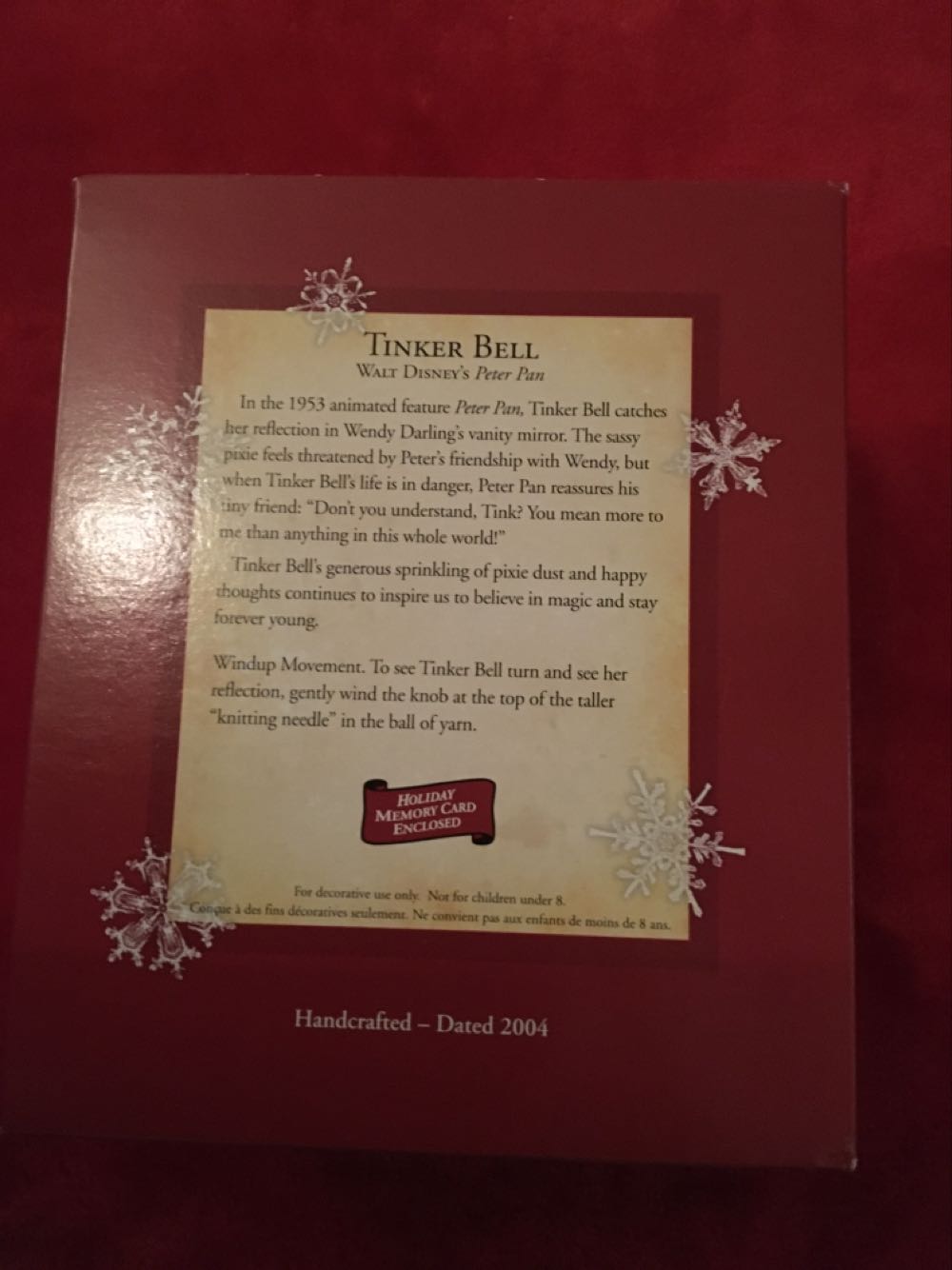 Tinker Bell - Peter Pan Disney (Walt Disney’s Peter Pan) ornament collectible [Barcode 015012831573] - Main Image 2