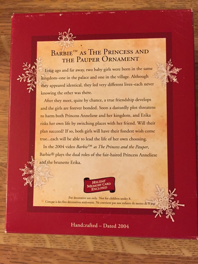 Barbie as the Princess and the Pauper - Barbie Movies (Barbie) ornament collectible [Barcode 015012839838] - Main Image 2