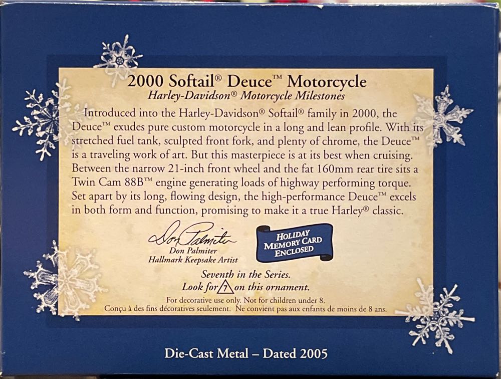2000 Softail Deuce Motorcycle - Harley Davidson Motorcycle Milestones (Motorcycles) ornament collectible [Barcode 015012855845] - Main Image 2