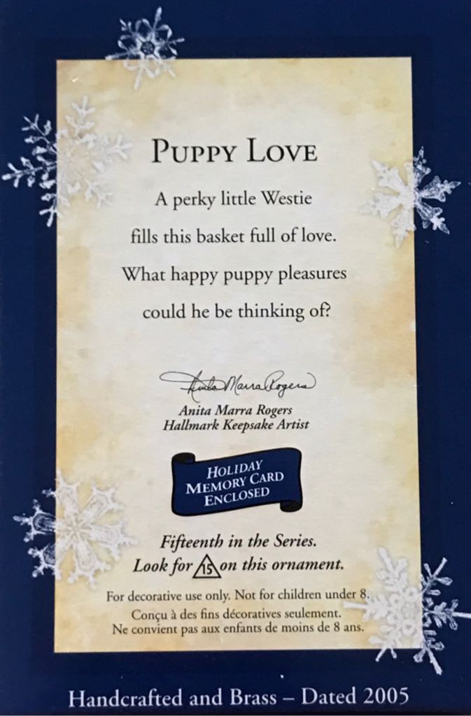 Puppy Love #15 - Westie - Puppy Love (Dogs) ornament collectible [Barcode 015012857689] - Main Image 2