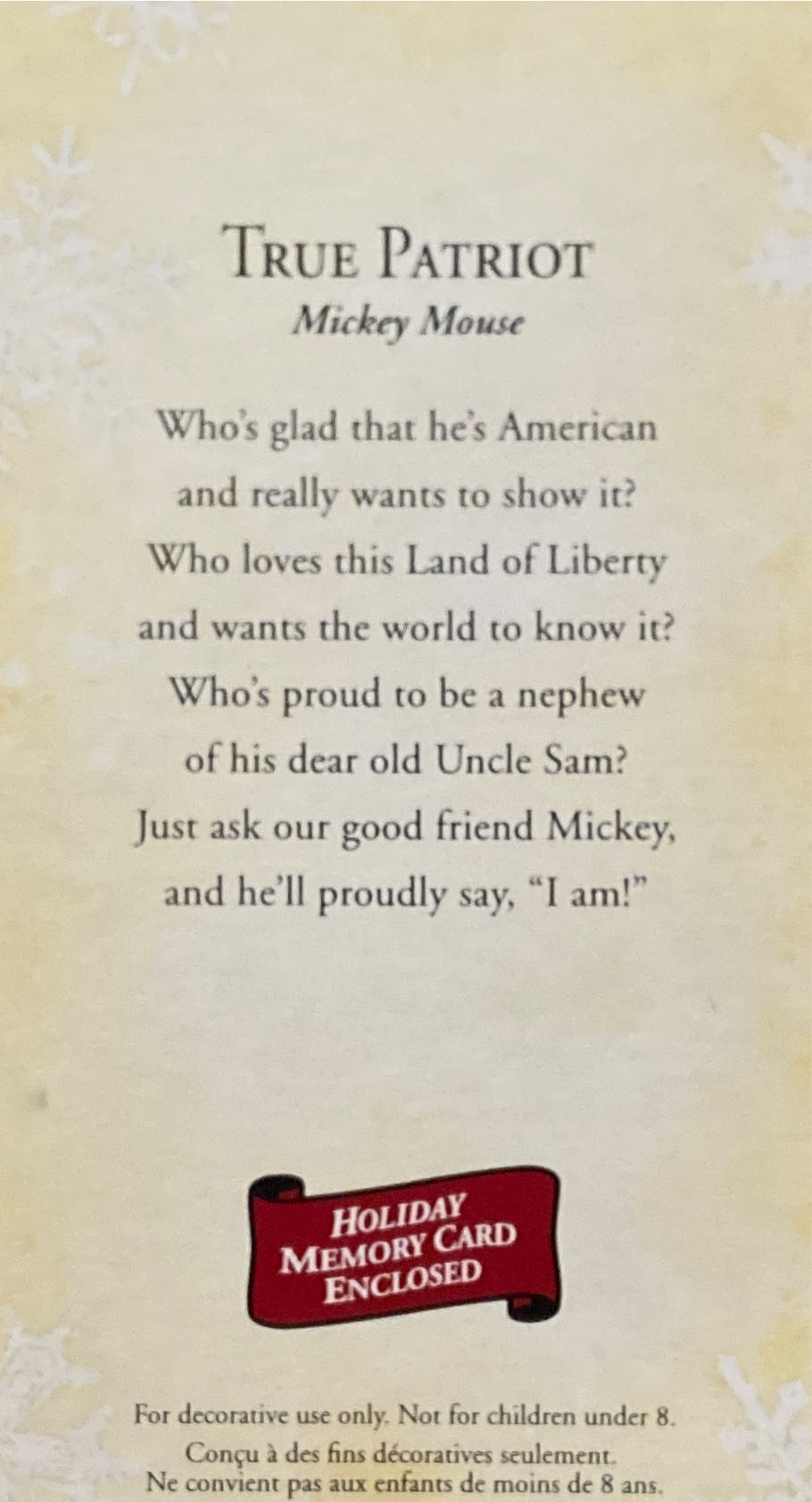 Disney True Patriot Mickey Mouse - Disney - Mickey Mouse (Disney) ornament collectible [Barcode 015012857788] - Main Image 3