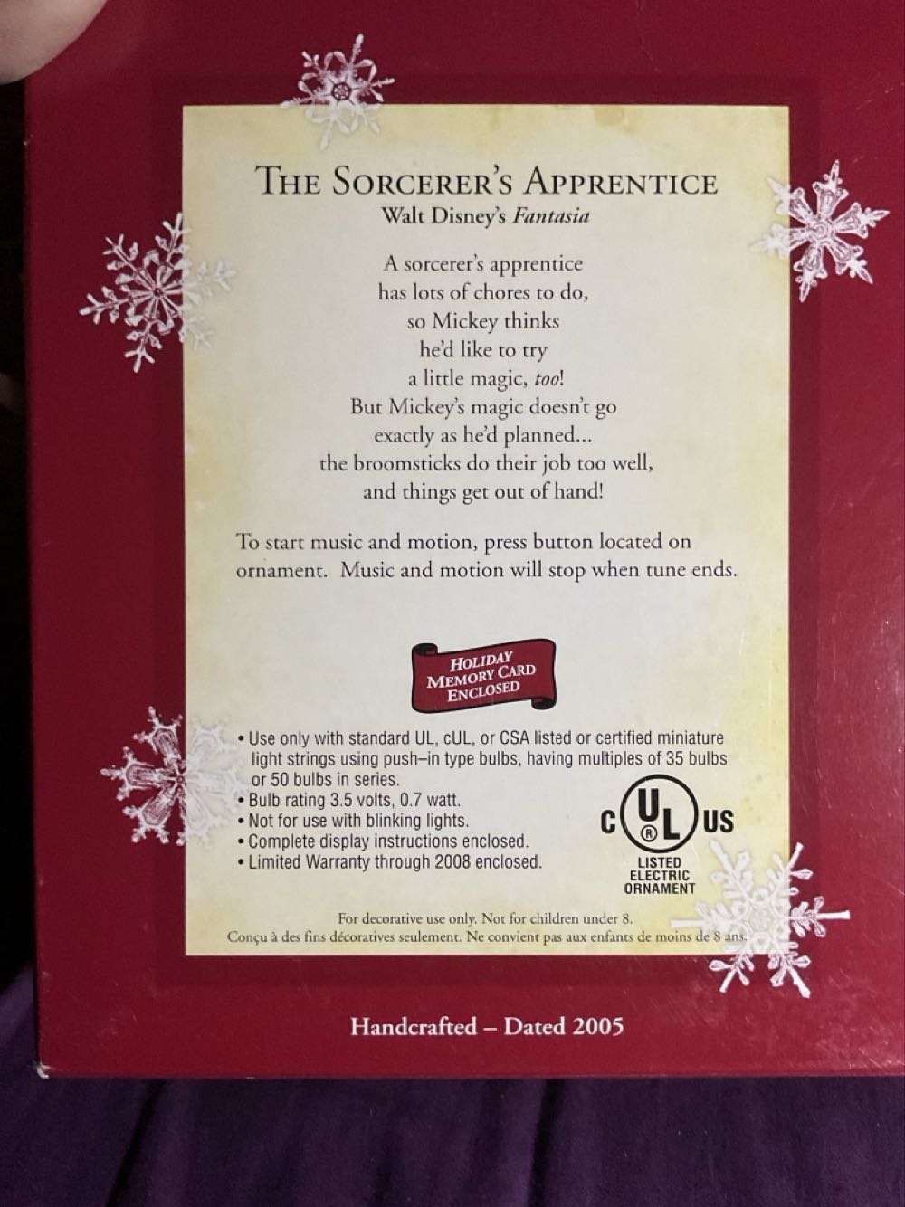 The Sorcerer’s Apprentice  - Walt Disney’s Fantasia (Disney) ornament collectible [Barcode 015012859522] - Main Image 2