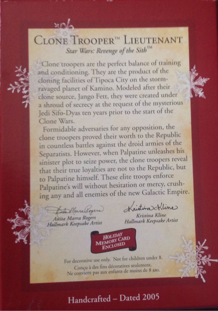 Clone Trooper Lieutenant [Running] - Keepsake (Star Wars) ornament collectible [Barcode 015012871074] - Main Image 2