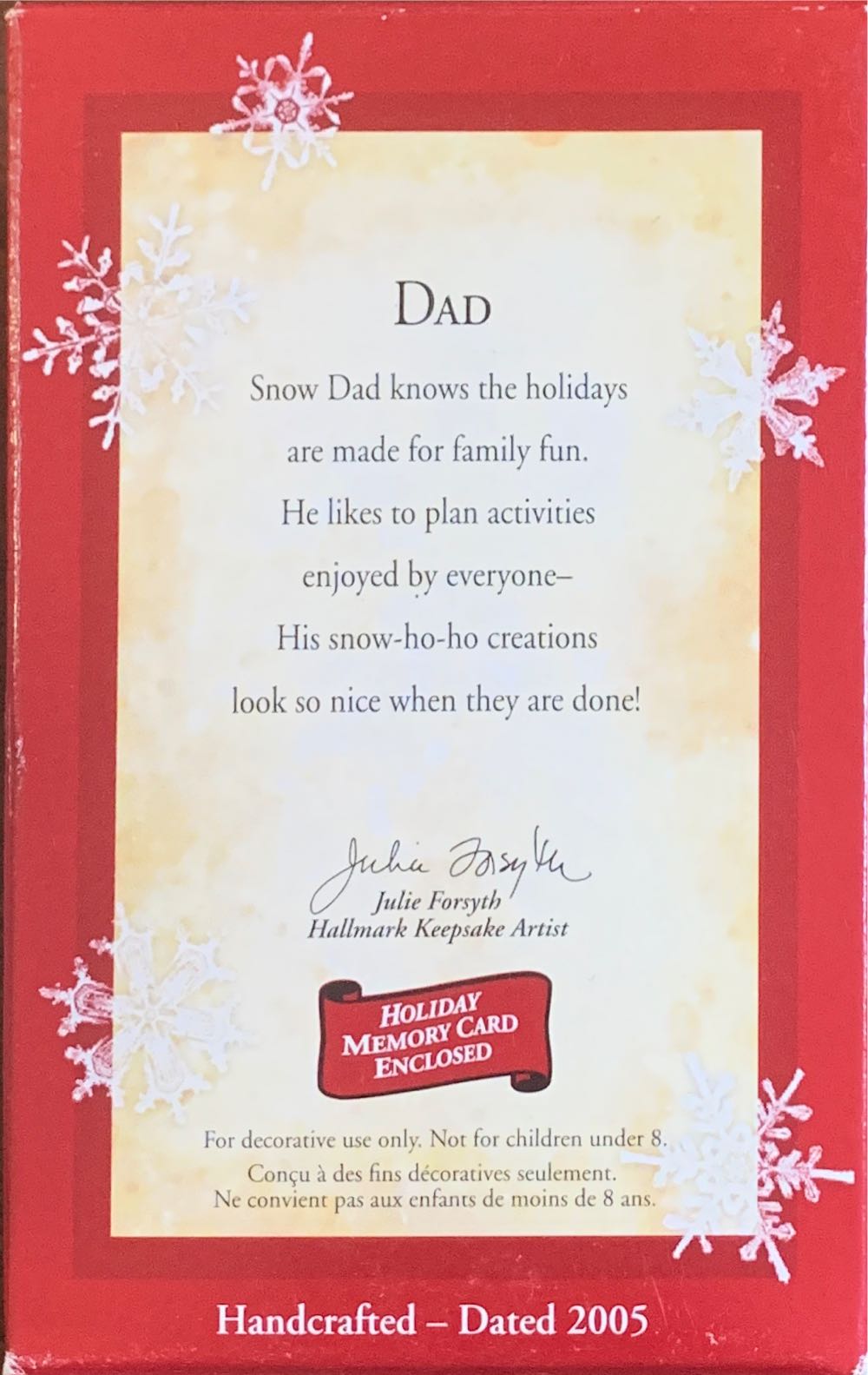 Dad Jingle Bell - Family Ornaments (Snowman Family) ornament collectible [Barcode 015012871821] - Main Image 2