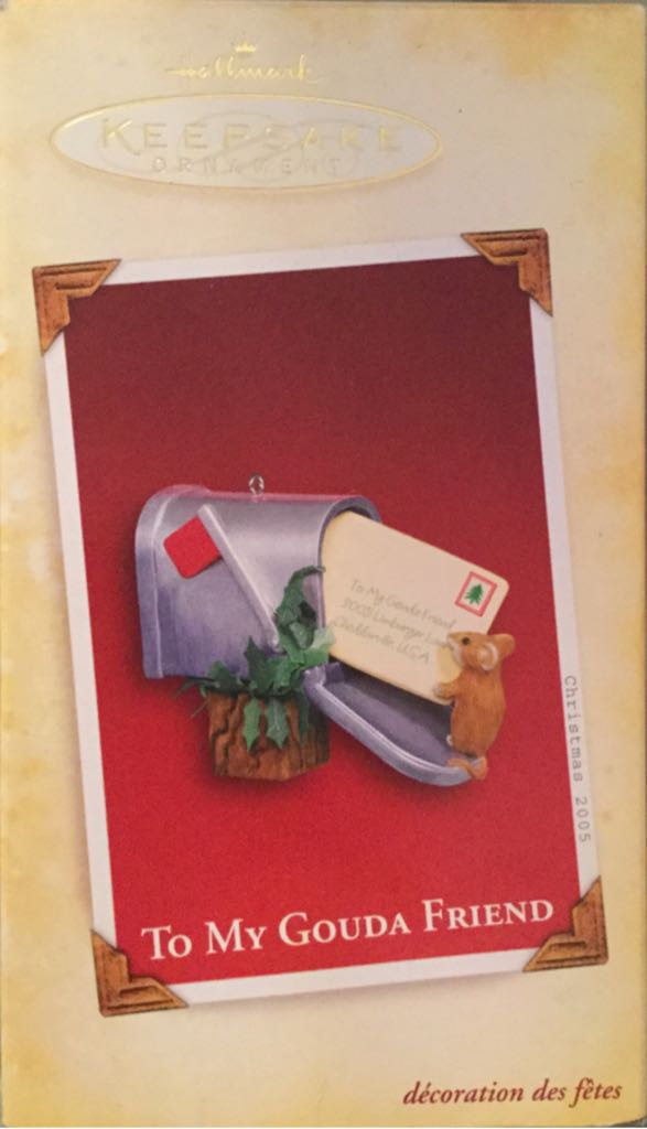 To My Gouda Friend - Keepsake Ornament Club (Mouse, Mailbox, Cheese, Food) ornament collectible [Barcode 015012881509] - Main Image 2