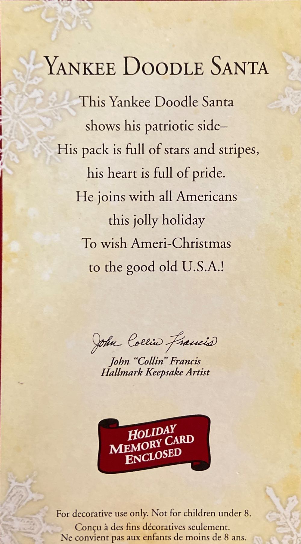 Yankee Doodle Santa - Santa (Patriotic) ornament collectible [Barcode 015012881684] - Main Image 3