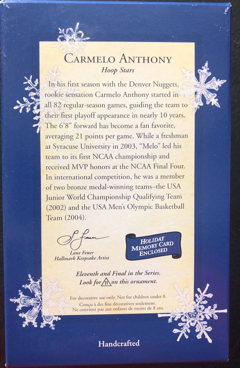 Carmelo Anthony - Hoop Stars (Basketball) ornament collectible [Barcode 015012888447] - Main Image 2