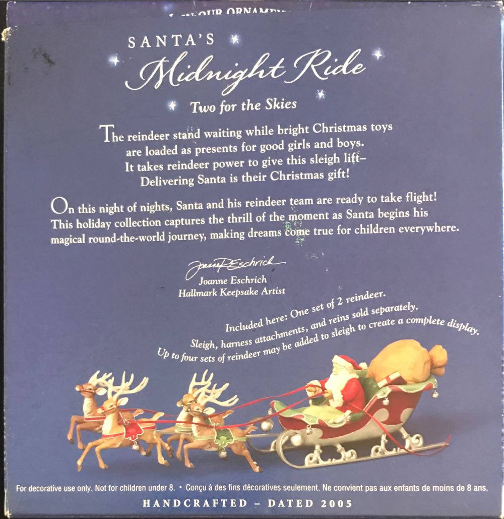 SMR Two for the Skies - Santa’s Midnight Ride (Santa, Reindeer, Sleigh) ornament collectible [Barcode 015012891720] - Main Image 3