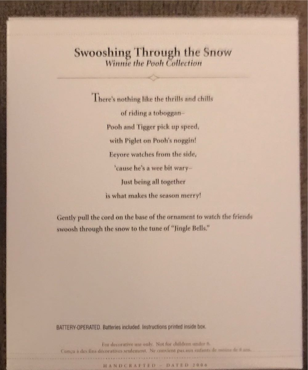 Swooshing Through The Snow - Disney (Winnie the Pooh) ornament collectible [Barcode 015012909647] - Main Image 3