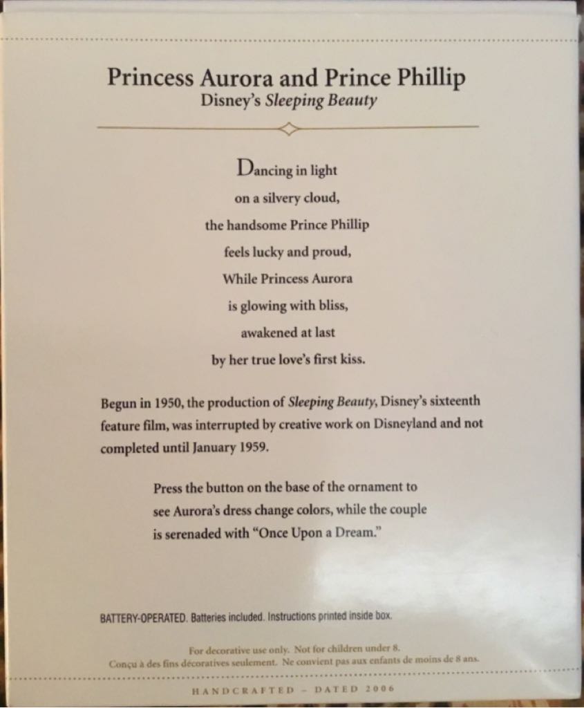 Princess Aurora And Prince Phillip - Walt Disney’s Sleeping Beauty (Disney) ornament collectible [Barcode 015012909661] - Main Image 2