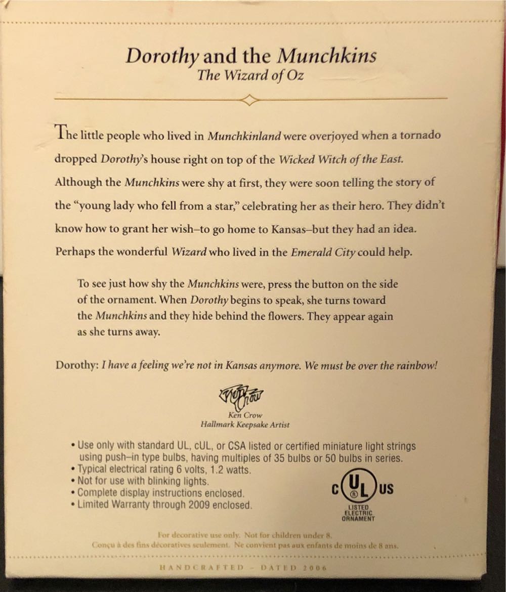 Oz: “DOROTHY and the MUNCHKINS” - The Wizard of Oz - Munchkinland (LEGACY MAGIC: Light, Motion, & Voice) ornament collectible [Barcode 015012909685] - Main Image 2