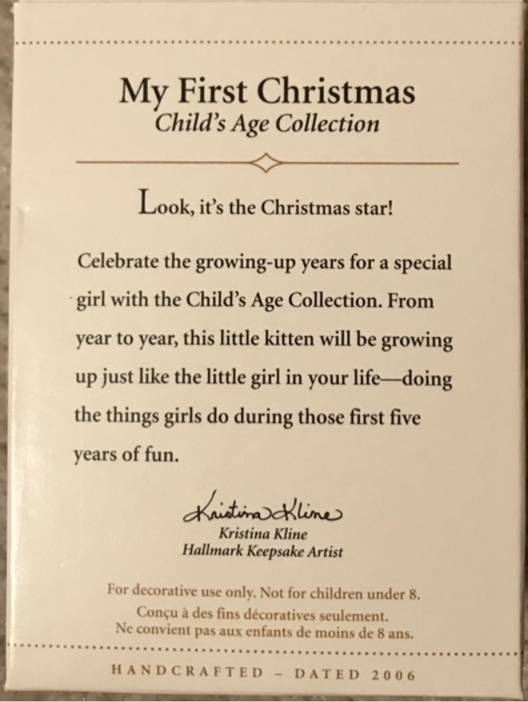 Child’s Age Collection - My First Christmas - Child’s Age Collection (Cat) ornament collectible [Barcode 015012910124] - Main Image 2