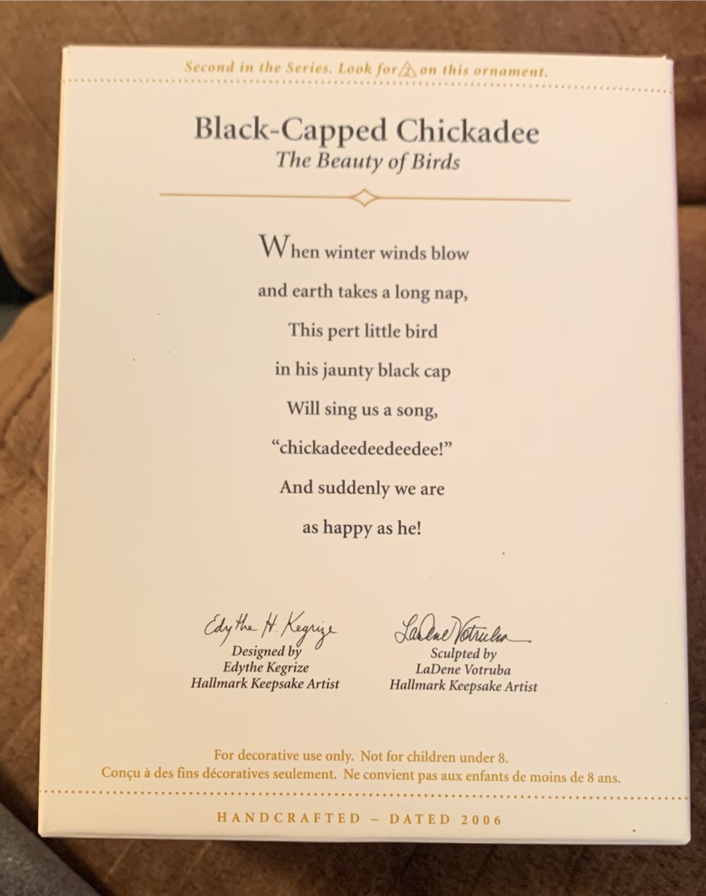 Black-Capped Chickadee -2nd - The Beauty Of Birds (Birds) ornament collectible [Barcode 015012910315] - Main Image 2