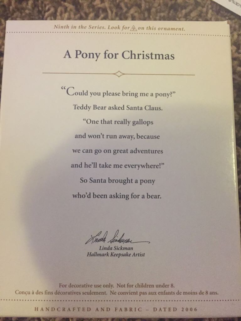A Pony For Christmas #9 (2006) - A Pony For Christmas (Horse) ornament collectible [Barcode 015012910391] - Main Image 2
