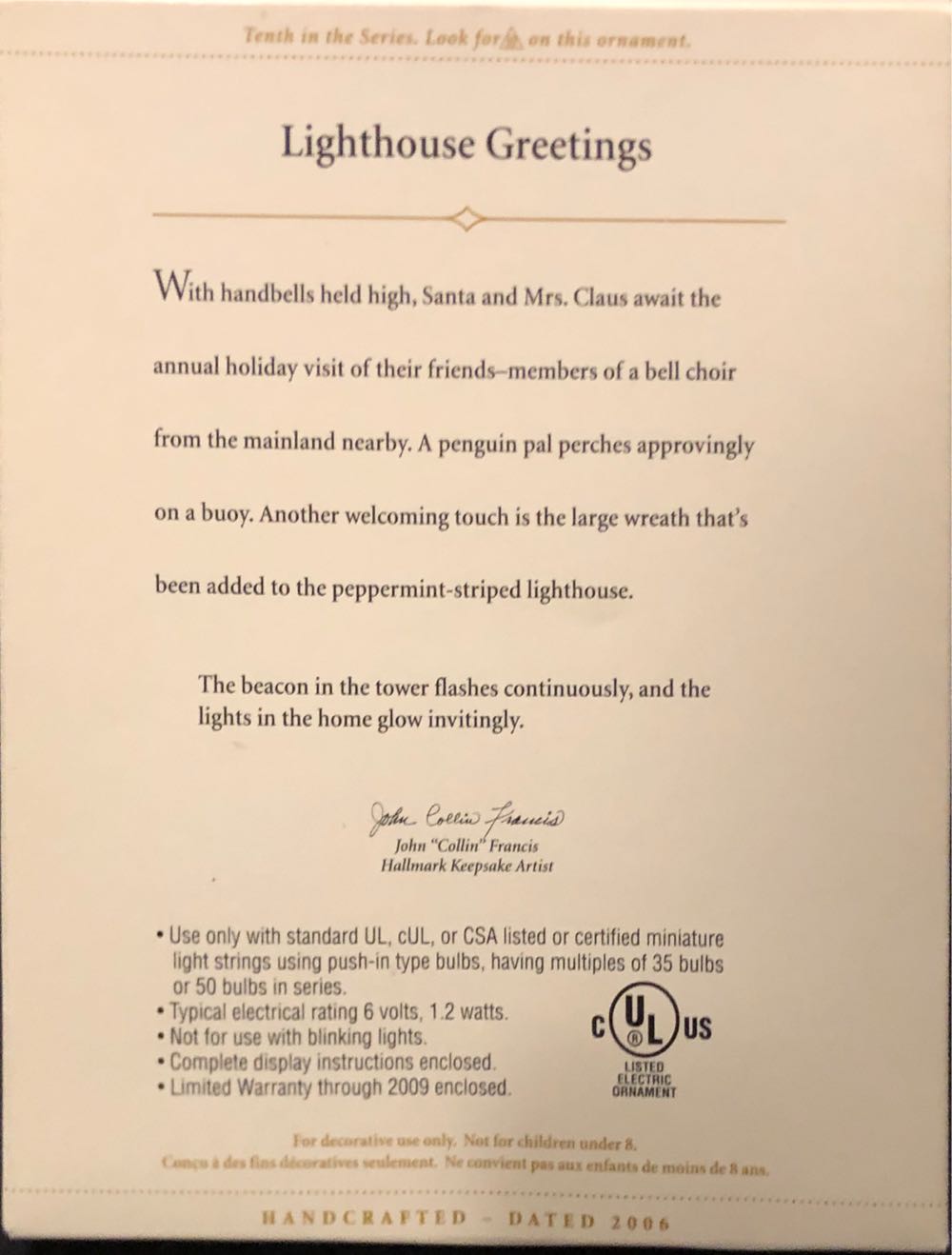 Lighthouse Greetings #10 - Lighthouse Greetings (Lighthouse) ornament collectible [Barcode 015012910414] - Main Image 3