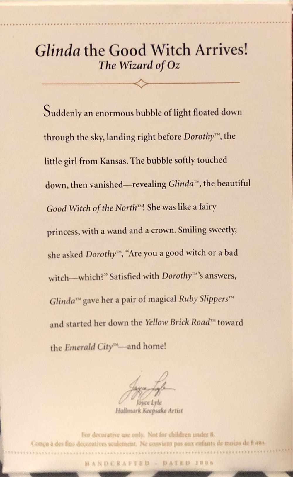 Oz - Glinda: “GLINDA the GOOD WITCH ARRIVES!” - The Wizard of Oz - Munchkinland (Pop Culture) ornament collectible [Barcode 015012910452] - Main Image 2