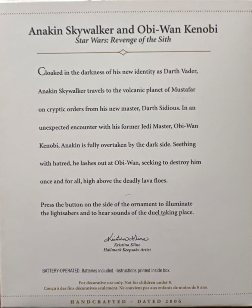 Star Wars 2006 Anakin Skywalker and Obi-Wan Kenobi - Star Wars: Revenge of the Sith (Movies) ornament collectible [Barcode 015012910476] - Main Image 2