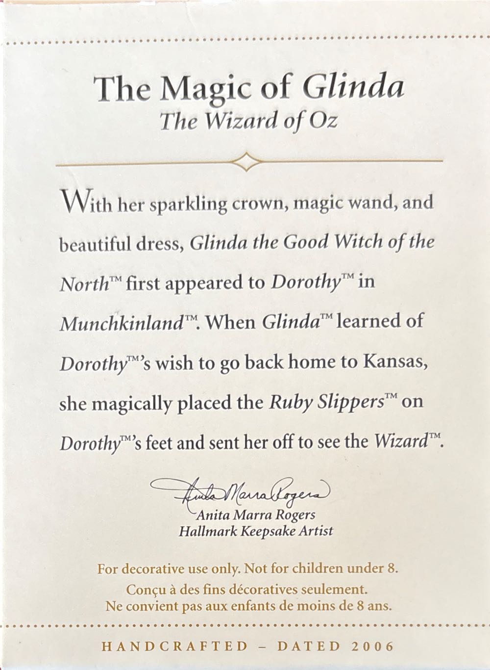 Wizard Of Oz: Magic Of Glinda - The Wizard Of Oz (Wizard of Oz) ornament collectible [Barcode 015012911237] - Main Image 2