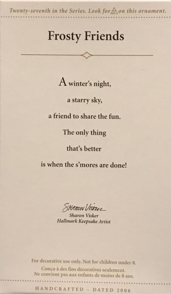 Frosty Friends #27 (2006) - Frosty Friends (Frosty Friends) ornament collectible [Barcode 015012911268] - Main Image 2