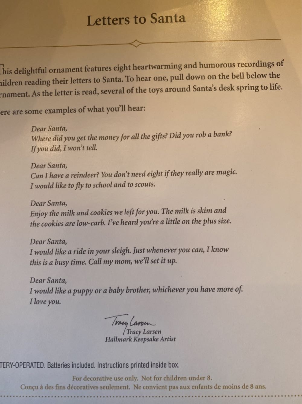 Santa Letters To Santa - Santa (Santa) ornament collectible [Barcode 015012911800] - Main Image 3