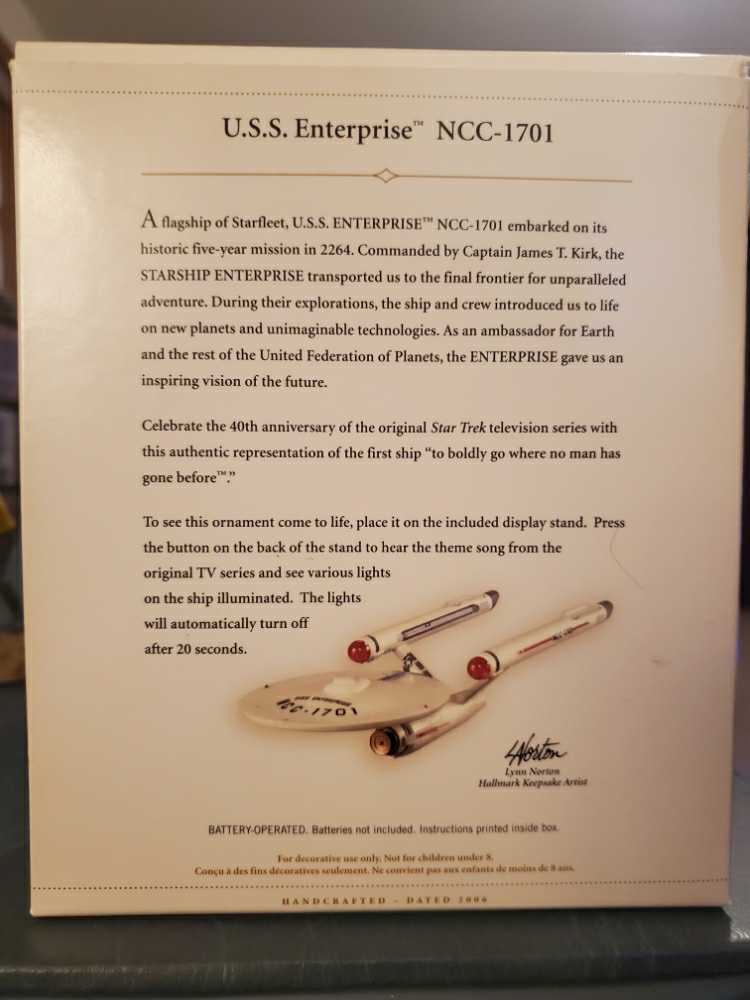 ST:TOS -  “U.S.S. ENTERPRISE NCC-1701” - Star Trek: The Original Series (MAGIC: Light & Sound) ornament collectible [Barcode 015012912050] - Main Image 3