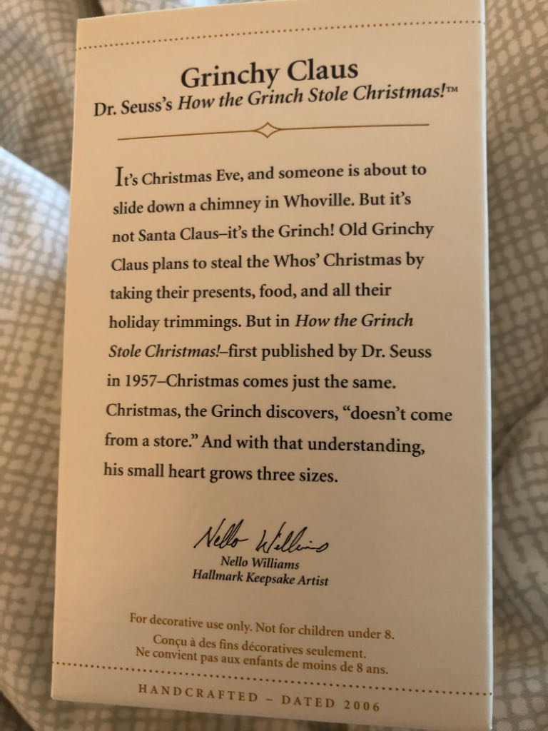 Grinchy Claus 2006 - Grinch (Dr. Seuss’s How The Grinch Stole Christmas) ornament collectible [Barcode 015012913026] - Main Image 2
