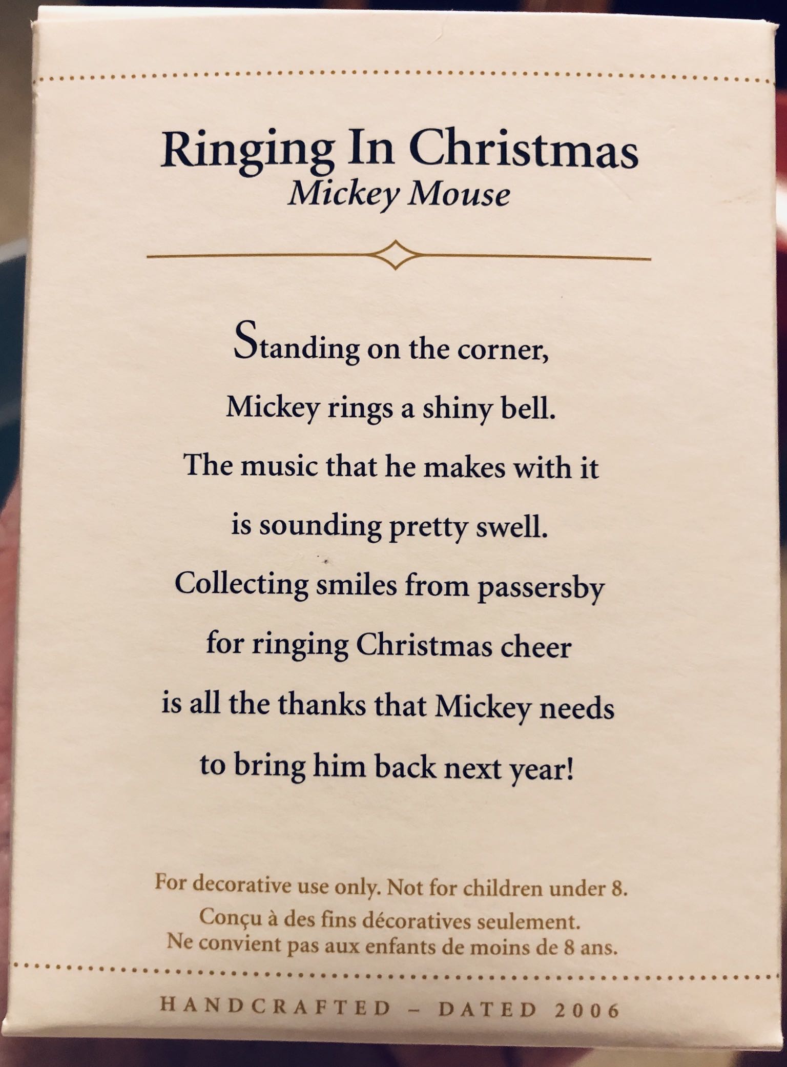 Ringing In Christmas - Disney (Disney) ornament collectible [Barcode 015012915013] - Main Image 3